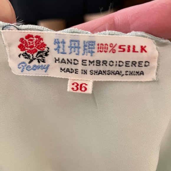 Vintage Peony Silk Robe Hand Embroidered 36 - Picture 2 of 9